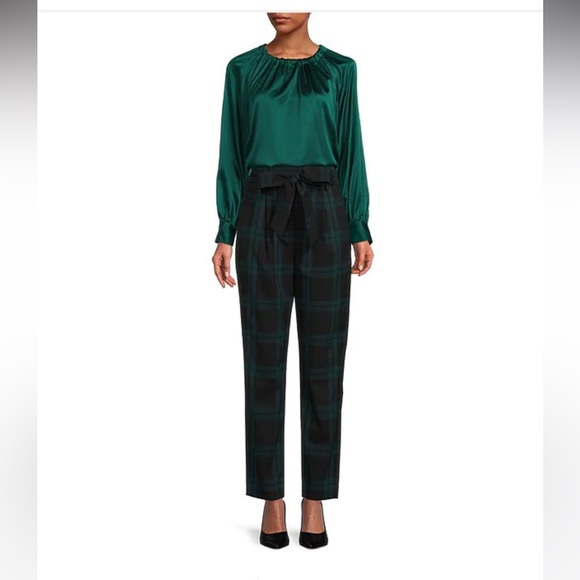 NWT ANTONIO MELANI Sonja Gathered Silk Crew Neck Long Button Cuff Sleeve Blouse - Picture 3 of 4